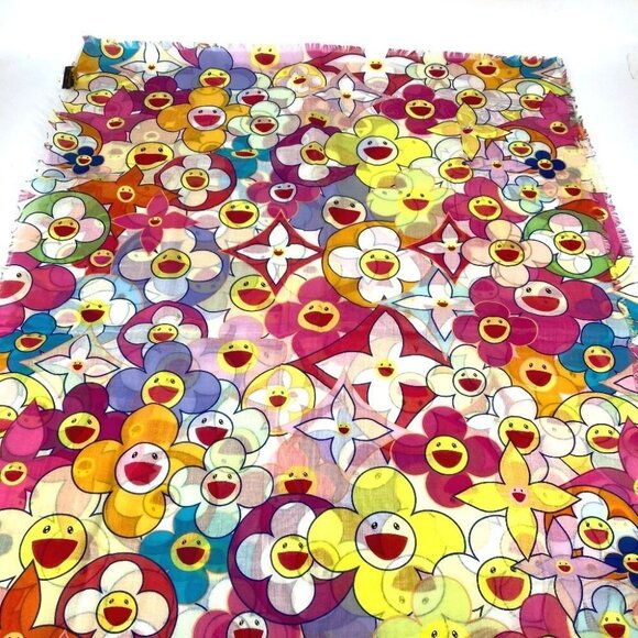LOUIS VUITTON M72515 Murakami Takashi Cosmic Blossom Pareo Large shawl scarf - Picture 8 of 16